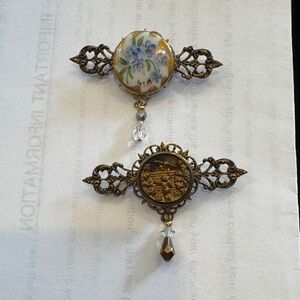Vintage Floral and Scenic Brooch Set
Made with antique buttons
